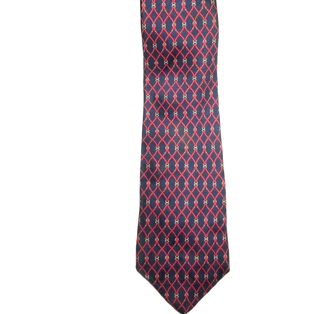 Liberty of London‎ Silk Blue and Red Cable Design Pointed Tie